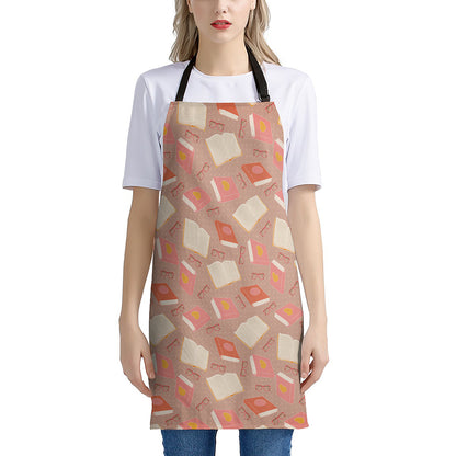 Reading Books And Glasses Pattern Print Apron