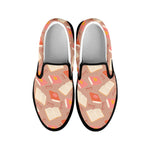 Reading Books And Glasses Pattern Print Black Slip On Shoes