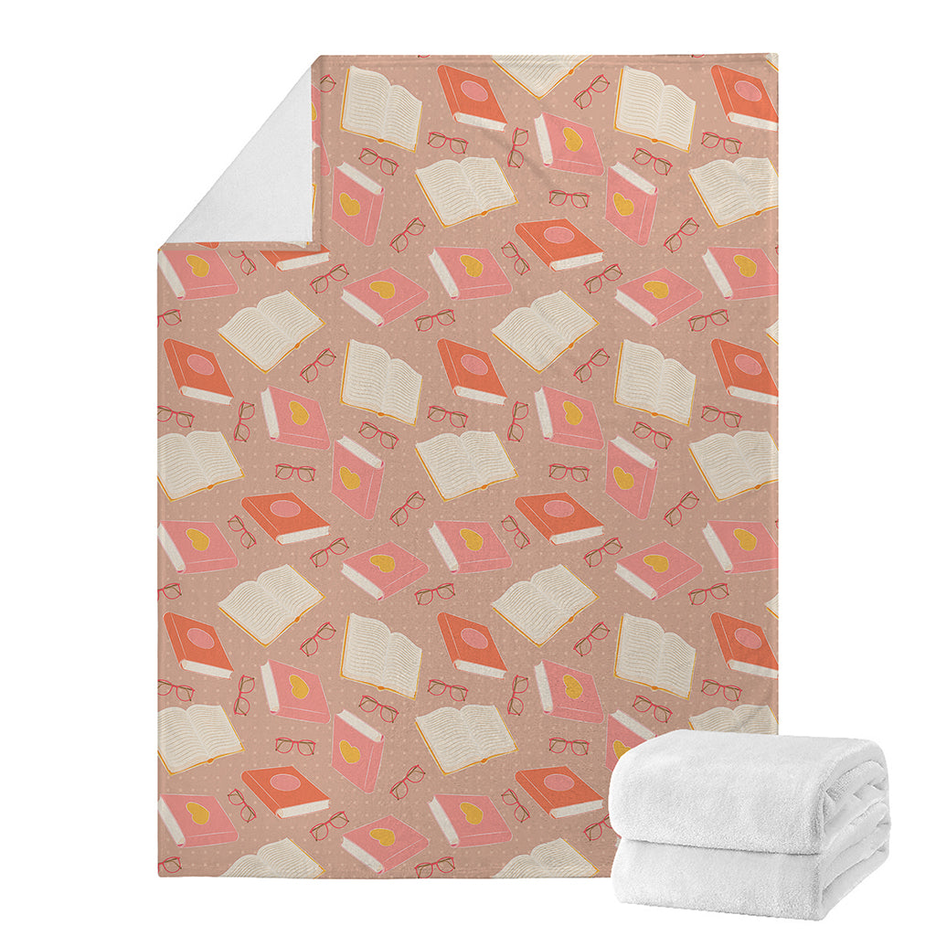 Reading Books And Glasses Pattern Print Blanket