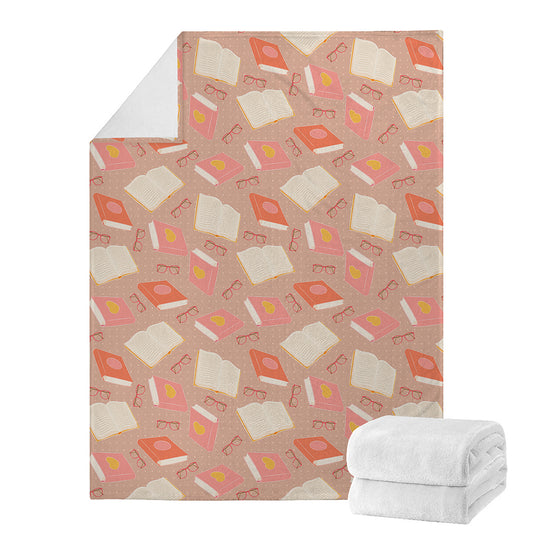 Reading Books And Glasses Pattern Print Blanket