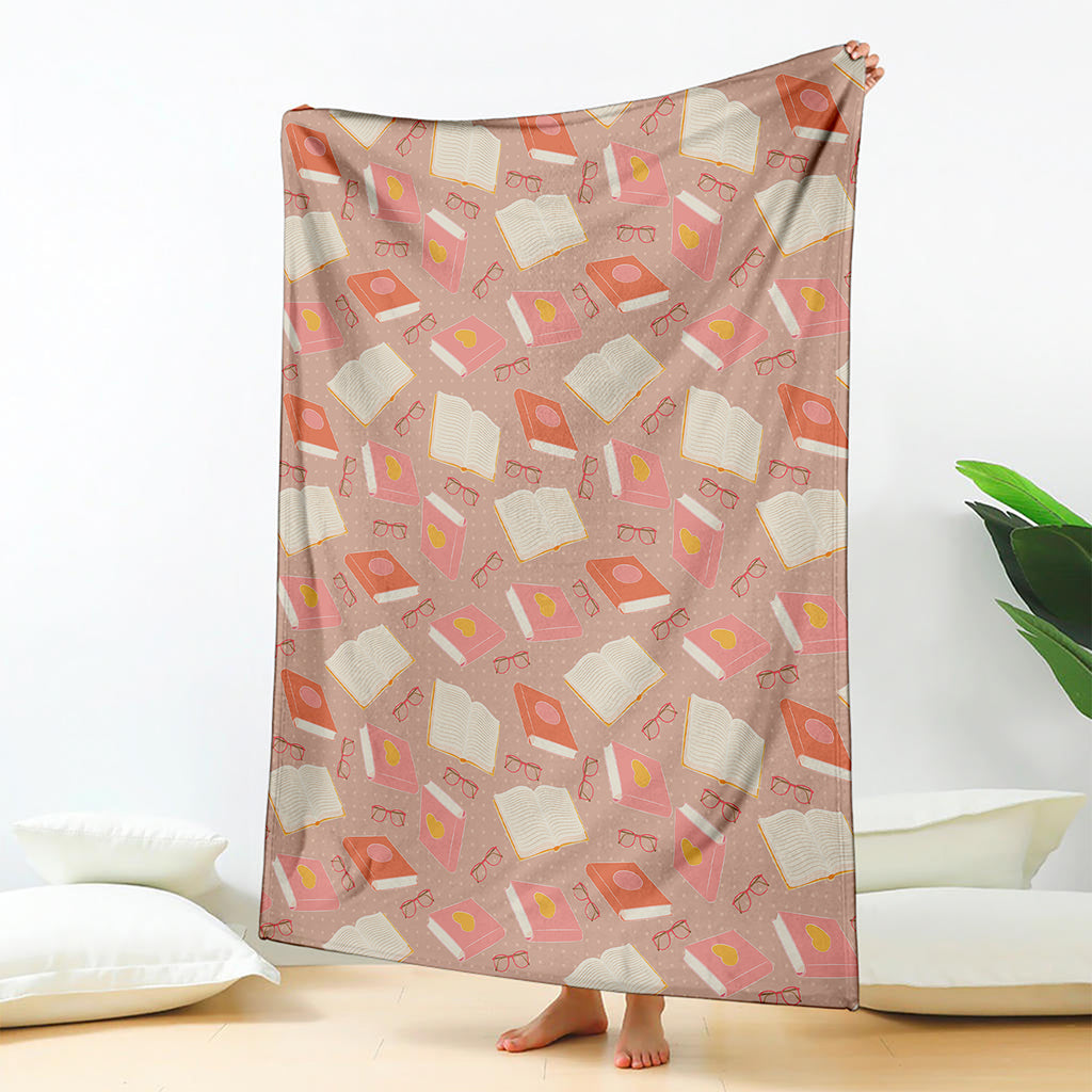 Reading Books And Glasses Pattern Print Blanket