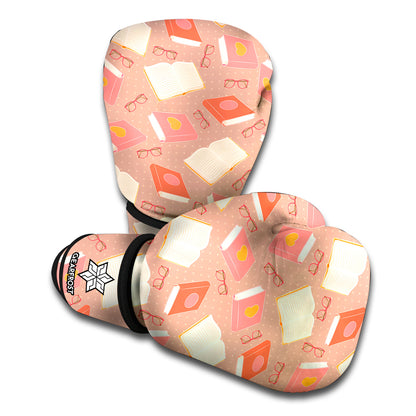 Reading Books And Glasses Pattern Print Boxing Gloves