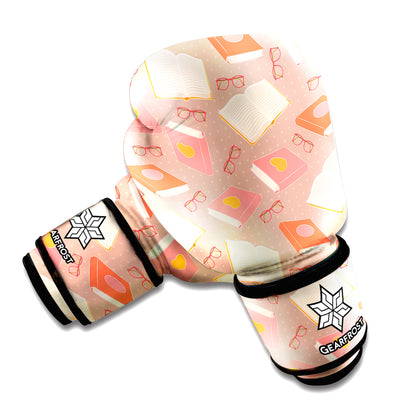 Reading Books And Glasses Pattern Print Boxing Gloves