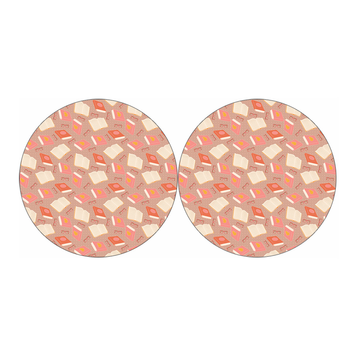 Reading Books And Glasses Pattern Print Car Coasters