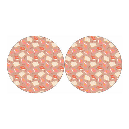 Reading Books And Glasses Pattern Print Car Coasters