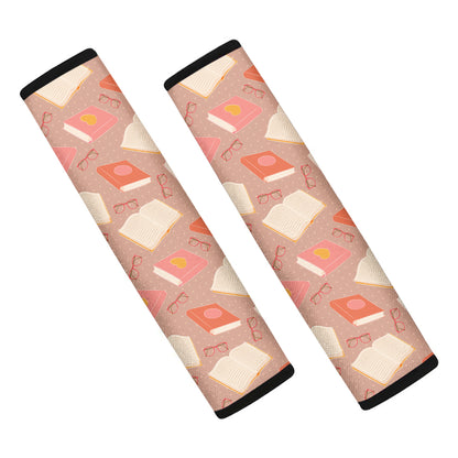 Reading Books And Glasses Pattern Print Car Seat Belt Covers