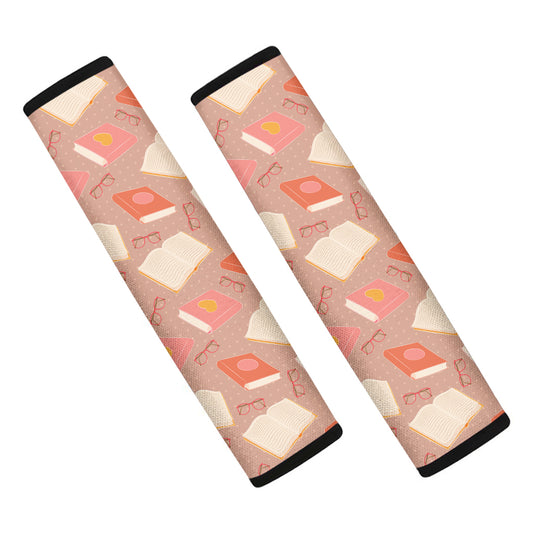 Reading Books And Glasses Pattern Print Car Seat Belt Covers