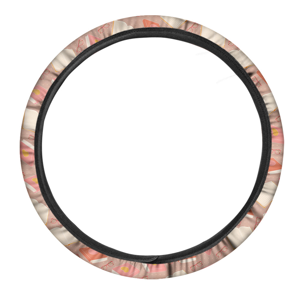 Reading Books And Glasses Pattern Print Car Steering Wheel Cover
