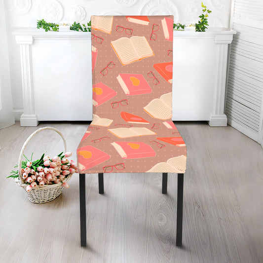 Reading Books And Glasses Pattern Print Dining Chair Slipcover