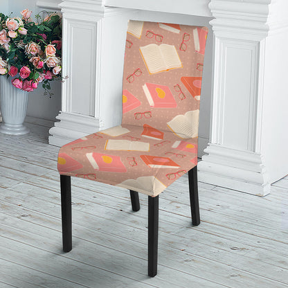 Reading Books And Glasses Pattern Print Dining Chair Slipcover