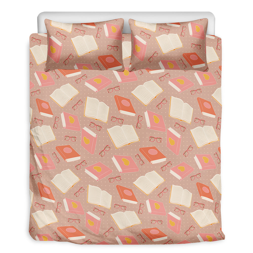Reading Books And Glasses Pattern Print Duvet Cover Bedding Set