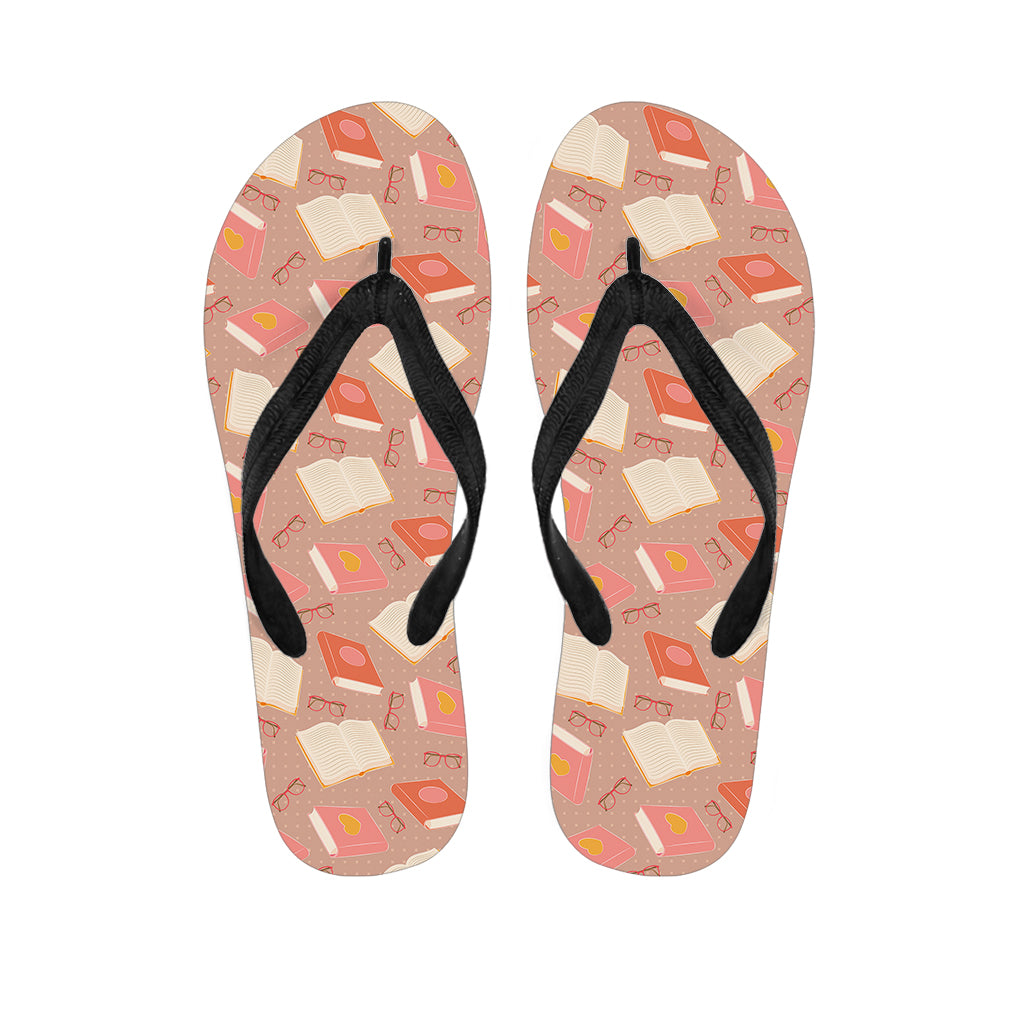 Reading Books And Glasses Pattern Print Flip Flops