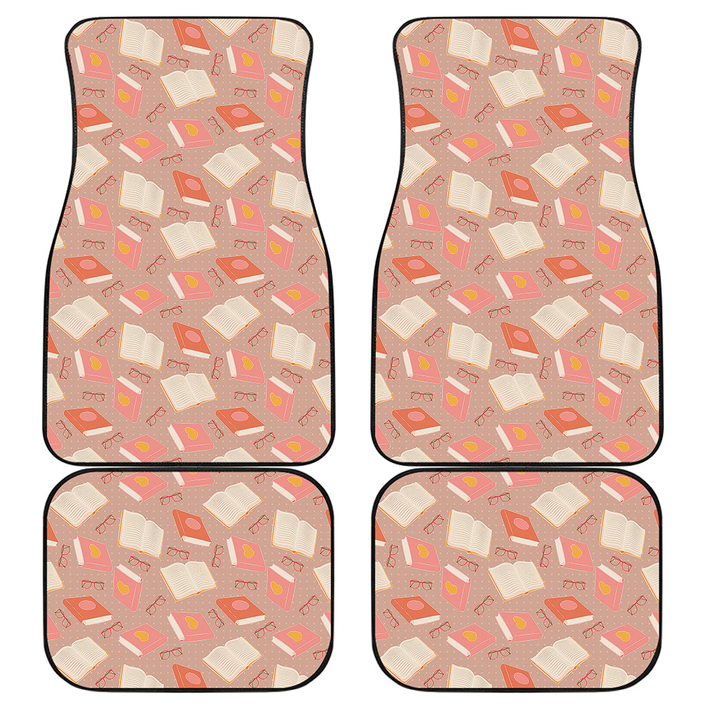 Reading Books And Glasses Pattern Print Front and Back Car Floor Mats