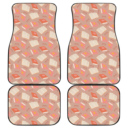 Reading Books And Glasses Pattern Print Front and Back Car Floor Mats