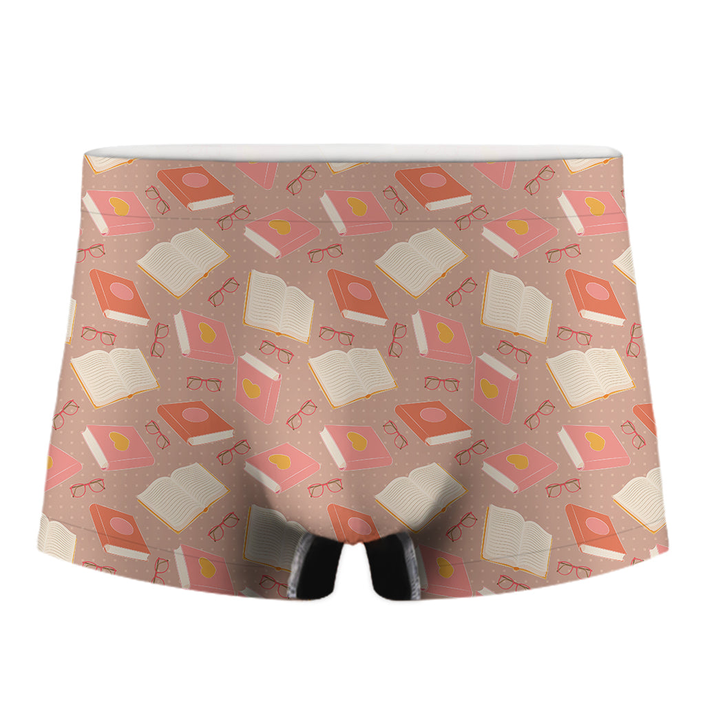 Reading Books And Glasses Pattern Print Men's Boxer Briefs