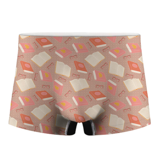 Reading Books And Glasses Pattern Print Men's Boxer Briefs