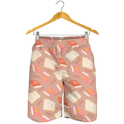 Reading Books And Glasses Pattern Print Men's Shorts