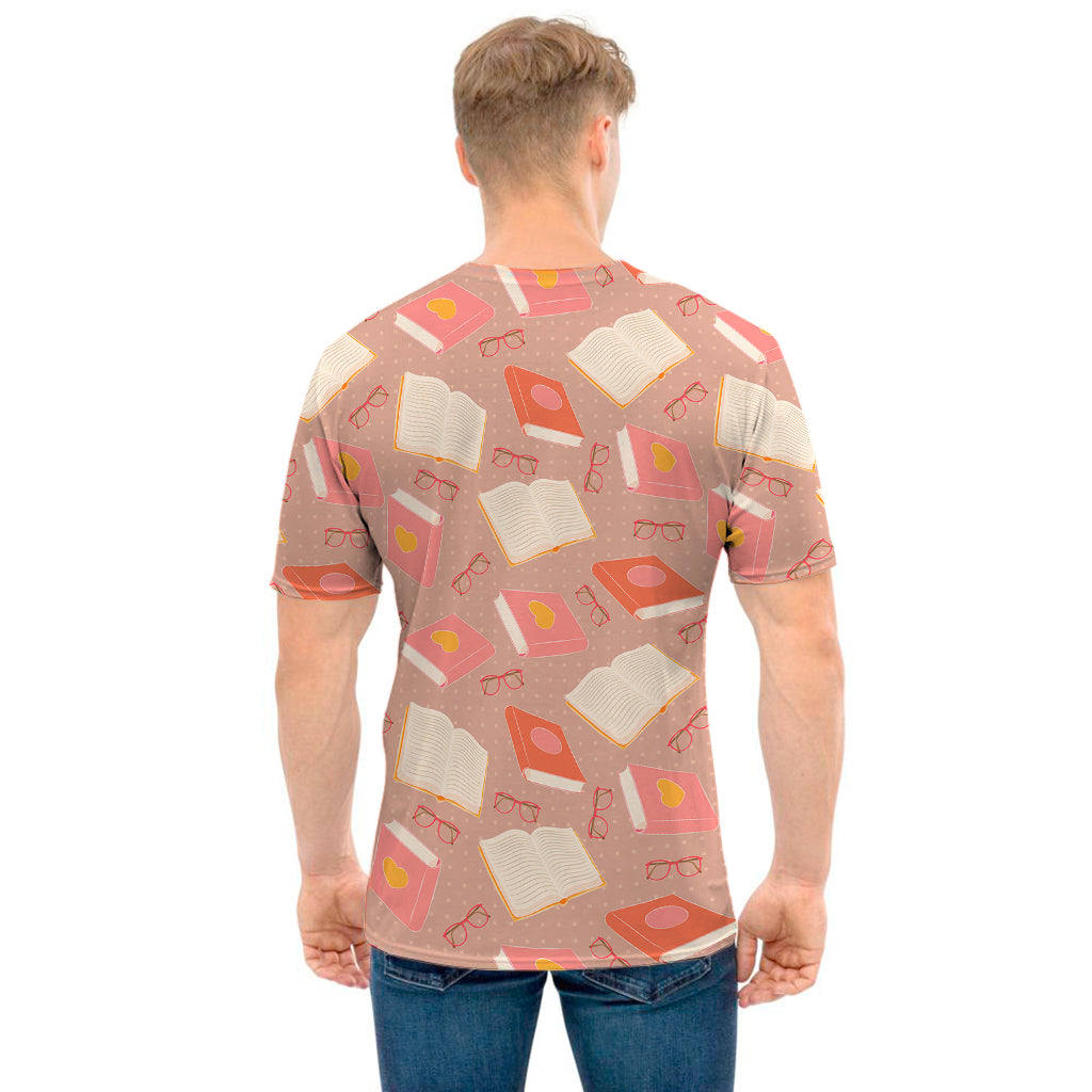 Reading Books And Glasses Pattern Print Men's T-Shirt