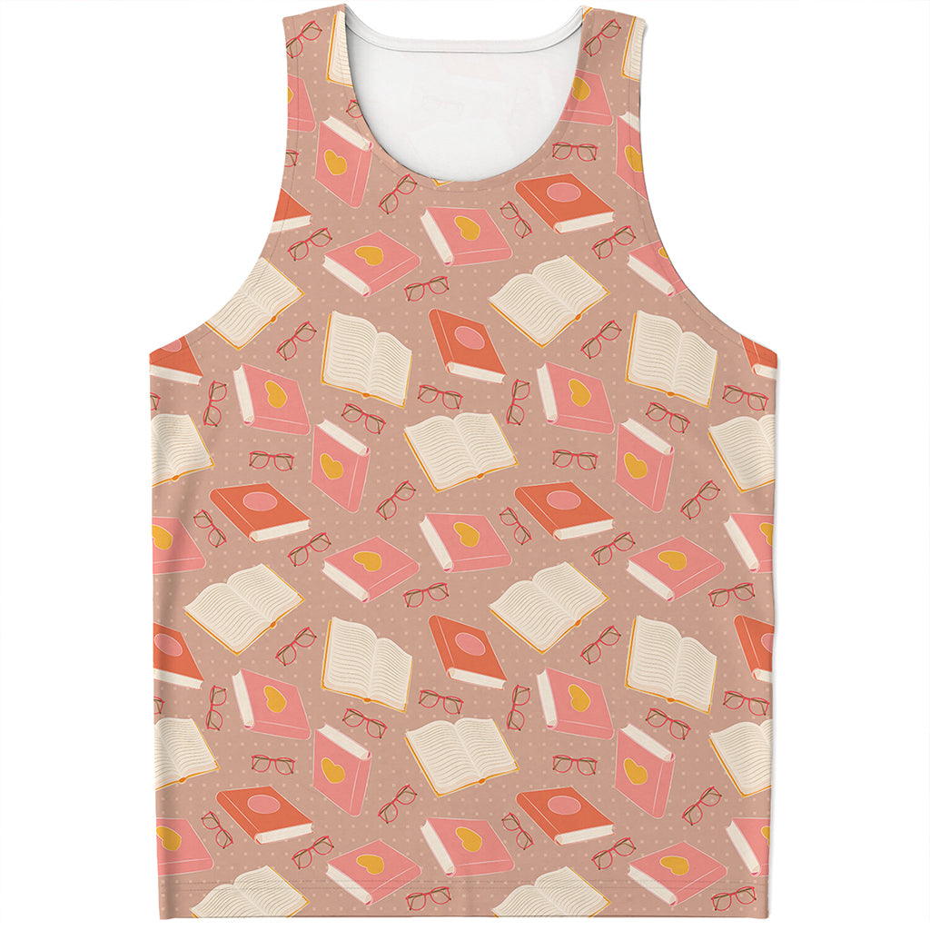 Reading Books And Glasses Pattern Print Men's Tank Top