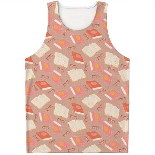 Reading Books And Glasses Pattern Print Men's Tank Top