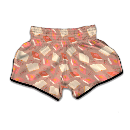 Reading Books And Glasses Pattern Print Muay Thai Boxing Shorts