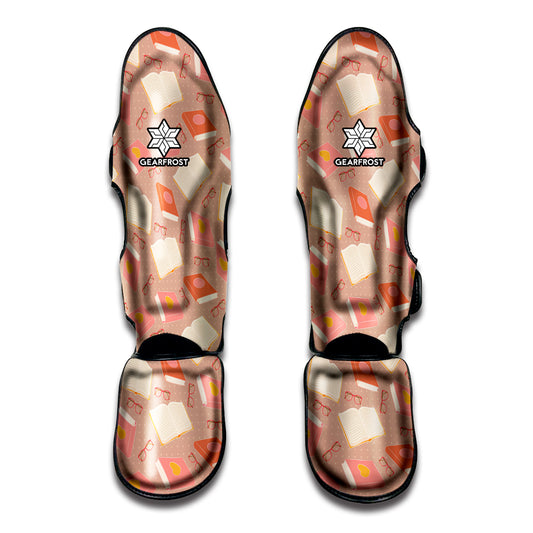 Reading Books And Glasses Pattern Print Muay Thai Shin Guard