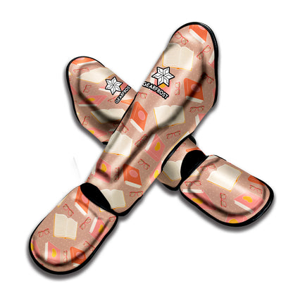 Reading Books And Glasses Pattern Print Muay Thai Shin Guard