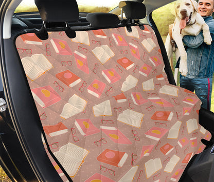 Reading Books And Glasses Pattern Print Pet Car Back Seat Cover