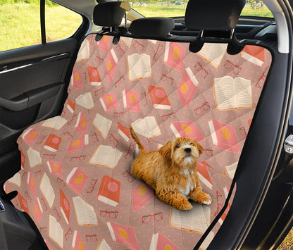 Reading Books And Glasses Pattern Print Pet Car Back Seat Cover