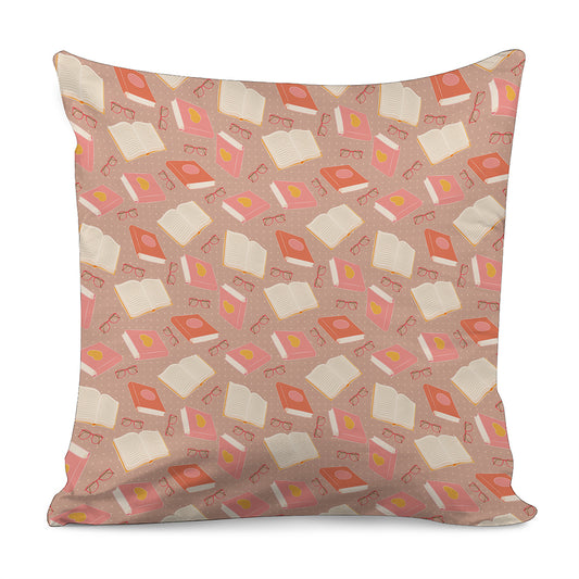 Reading Books And Glasses Pattern Print Pillow Cover