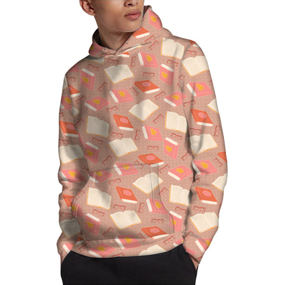 Reading Books And Glasses Pattern Print Pullover Hoodie