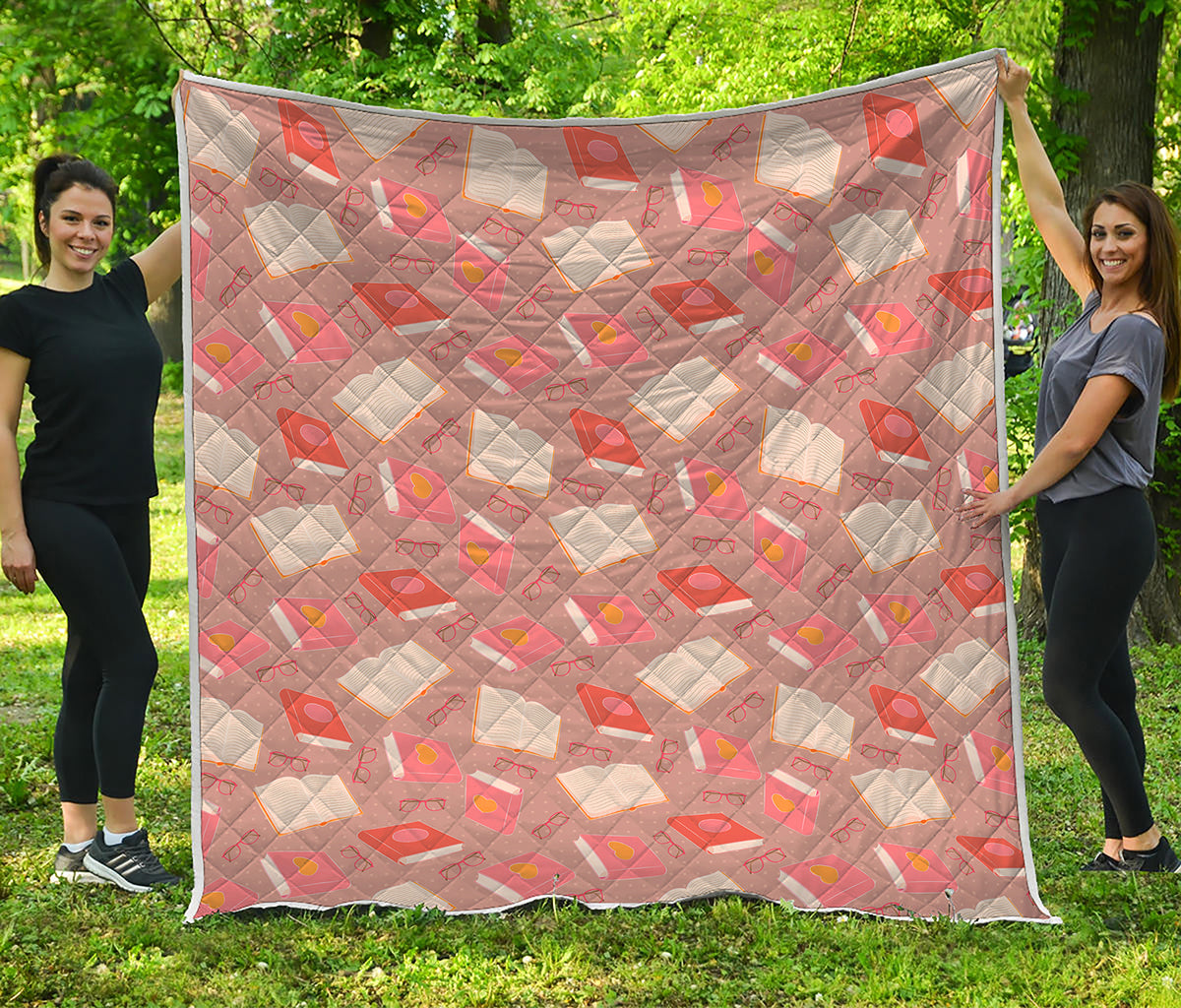 Reading Books And Glasses Pattern Print Quilt