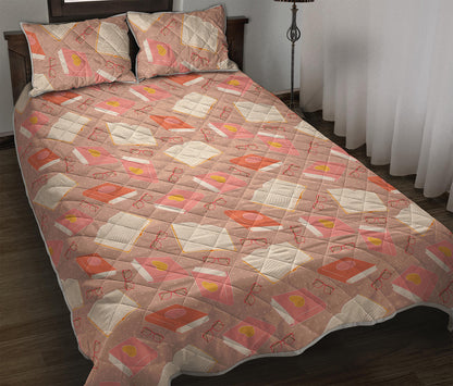 Reading Books And Glasses Pattern Print Quilt Bed Set