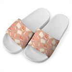 Reading Books And Glasses Pattern Print White Slide Sandals
