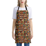Reading Library Pattern Print Apron