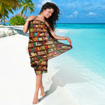 Reading Library Pattern Print Beach Sarong Wrap