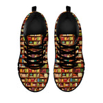 Reading Library Pattern Print Black Sneakers