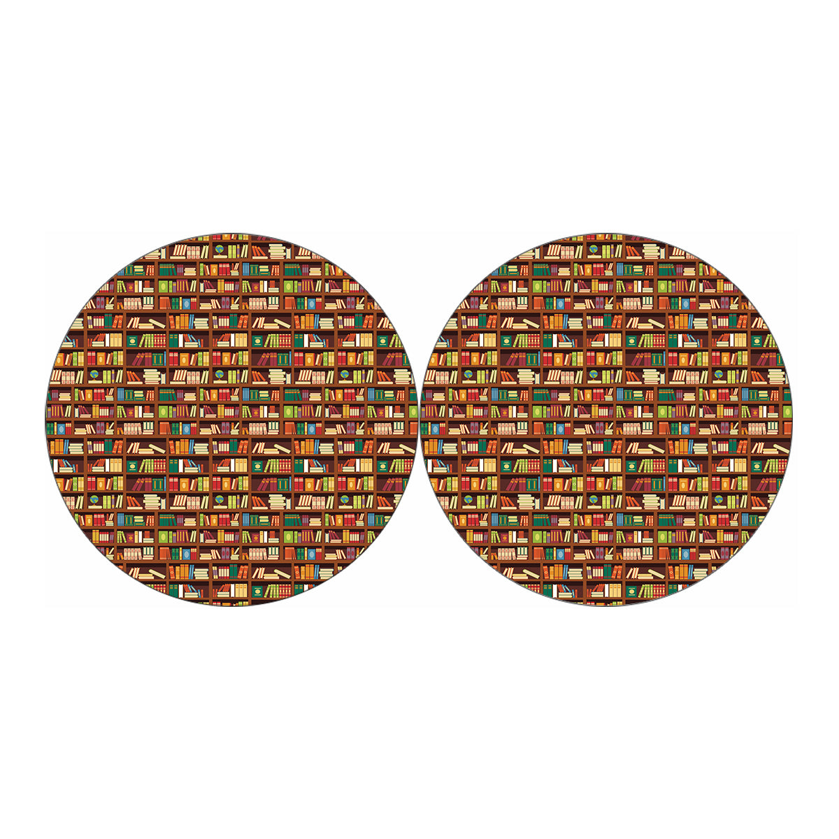Reading Library Pattern Print Car Coasters