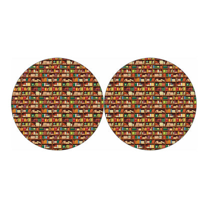 Reading Library Pattern Print Car Coasters
