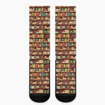 Reading Library Pattern Print Crew Socks