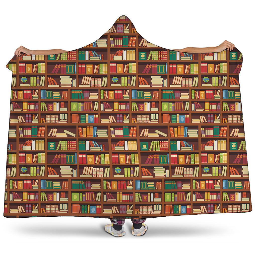 Reading Library Pattern Print Hooded Blanket