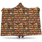 Reading Library Pattern Print Hooded Blanket