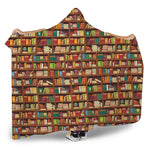 Reading Library Pattern Print Hooded Blanket