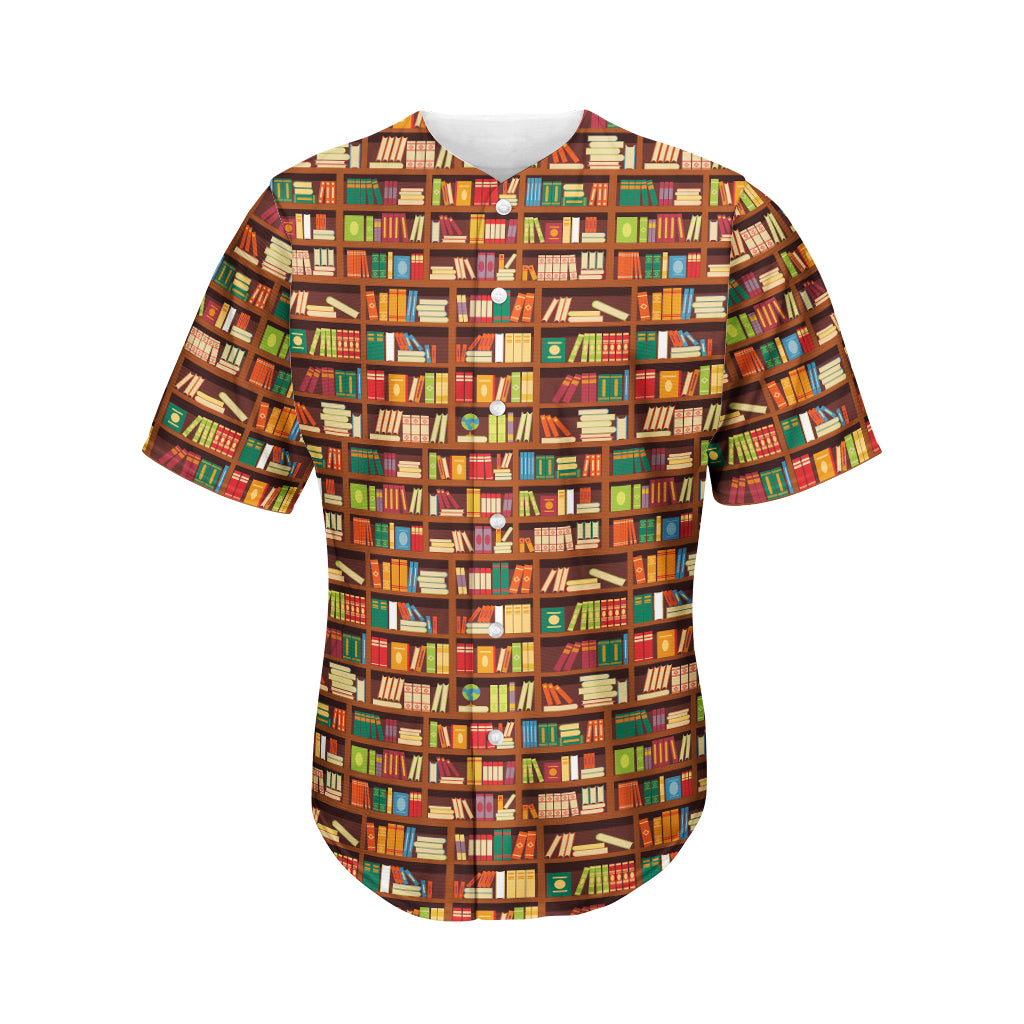 Reading Library Pattern Print Men's Baseball Jersey