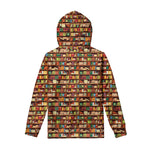 Reading Library Pattern Print Pullover Hoodie