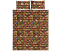 Reading Library Pattern Print Quilt Bed Set