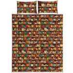 Reading Library Pattern Print Quilt Bed Set