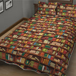 Reading Library Pattern Print Quilt Bed Set