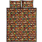 Reading Library Pattern Print Quilt Bed Set
