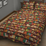 Reading Library Pattern Print Quilt Bed Set